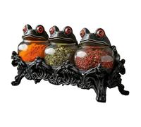 Seasoning Jars | Frog Design Salt Pepper Organization Canister | Decorative Apothecary Jar With Lids | Cute Frog Containers For Kitchen Pantry Cabinet Counter | Apothecary Storage