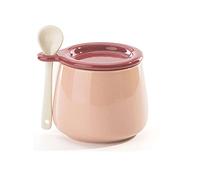 Seasoning Pot Ceramic Sugar Pot with Cover Hole 230ml 8oz Porcelain Spice Jar Salt Pot Seasoning Canister Pink (Pink)