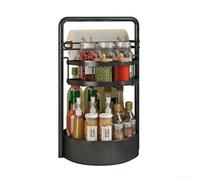 Seasoning Rack, 360 Degree Rotating Double Layer, Kitchen Countertop Spice Tray for Oil Salt Soy Sauce Vinegar Storage Organizer