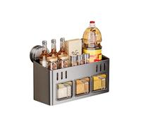 Seasoning Rack,Kitchen Seasoning Storage Rack - with Sealed Condiment Box Suction Cup Rust-proof Waterproof Shelf for Wall Desktop Kitchen RV Apartment Small Space