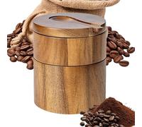 Seasoning Storage Box - Salt Cellar Lid Magnetic Swivel Container 2 Layer Wooden Stand Spoon For Pepper Coffee Sugar Kitchen Counter Cooking Tool