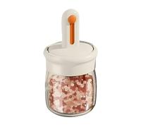 Seasoning Storage Container - Glass Lidded Condiment Jar With Telescopic Spoon, Decorative Kitchen Organization Piece | Food Service Accessory For Coffee Sugar Tea Leaves Pepper Catering Truck Counter
