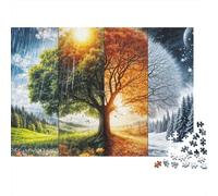 Seasons Change 1000 Piece Jigsaw Puzzle Paper for Adults Tree Scene Jigsaw Puzzle for Family Stress Relief Focus Decor 52x38cm/1000pcs