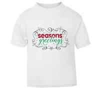 Seasons Greetings Decorative Short Sleeve Cotton Toddler t Shirt, 1-2 Years, White