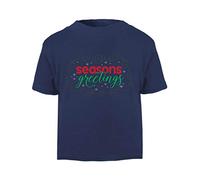 Seasons Greetings Decorative Short Sleeve Cotton Toddler t Shirt, 3-4 Years, Navy
