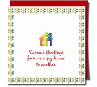Seasons Greetings from one Gay house Christmas greeting card - Lesbian Christmas card - Gay Christmas card - LGBT card - 150mm x 150mm Premium Card
