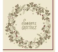 Seasons Greetings Napkins 33cm 2ply Serviettes Christmas Party Festive Wreath