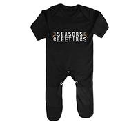 Seasons Greetings Style 2 Reindeer Baby Romper Jumpsuit with feet, 0-3 Months, Black