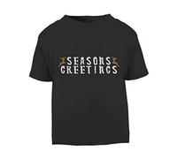 Seasons Greetings Style 2 Reindeer Short Sleeve Cotton Toddler t Shirt, 3-4 Years, Black