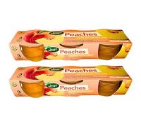 Seasons Harvest Peaches in Peach Flavour Jelly 6 Pots - 2 x 3 Pack (90g Each) - Ready to Eat Fruit Dessert - Includes Gifty Goodness Shopping List