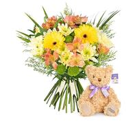 Seasons Joy - Fresh Flowers - Birthday, Anniversary, Get Well, Thank You, Occasion Flower - Cut Floral Arrangement for Gifts, Weddings, Sympathy, Celebrations, Mothers day (+ Teddy Bear)