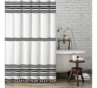 Seasonwood Black and White Shower Curtain Modern Farmhouse Shower Curtain Tassel Extra Long Shower Curtains,Waterproof 72 x 96
