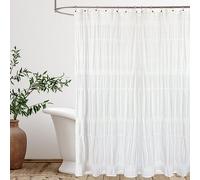 Seasonwood White Shower Curtain Farmhouse Shower Curtain, 72 x 72
