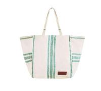 Seaspray Womens Jute Cotton Lucy Stripe Beach Bag In White and Aqua