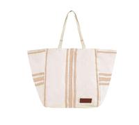 Seaspray Womens Jute Cotton Lucy Stripe Beach Bag In White and Natural