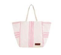 Seaspray Womens Jute Cotton Lucy Stripe Beach Bag In White and Pink