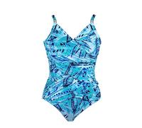 Seaspray Women's Montebello Leaf Double Draped Strap Swimsuit One Piece Swimming Costume(Size 22, Aqua and Turquoise)