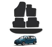 Seat Alhambra (2010+) [7 Seat] Rubber Car Mats Accessories Tailored Fit Compatible Accessory Waterproof Protection Non-Slip Floor Mats Full Coverage Durable Front Rear Set Coverage with Clips