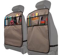 Seat Back Protectors (2 Pack) - Car Kick Mats with Odor Free, Premium Waterproof Fabric, Reinforced Corners to Prevent Sag, and 3 Mesh Pockets for Great Storage
