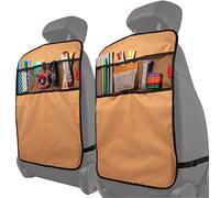 Seat Back Protectors (2 Pack) - Car Kick Mats with Odor Free, Premium Waterproof Fabric, Reinforced Corners to Prevent Sag, and 3 Mesh Pockets for Great Storage