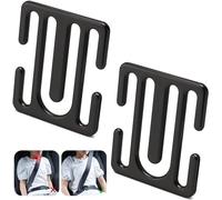 Seat Belt Adjuster 2-PACK, Zinc Alloy Car/Truck Seats Universal Metal Seat Belt Lock Clips, Comfort Shoulder Neck Strap Adjuster for Kids & Adults (Black)