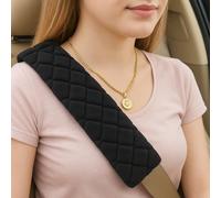 Seat Belt Comfort Pads - 2-Pack Car Seat Belt Covers with Hook & Loop Strap, Travel Cushion for Added Comfort, Adjustable Black Seatbelt Shoulder Pads