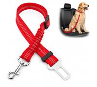 Seat Belt for Dogs In cars UK,Adjustable Elastic Bungee, Strong Durable Dog Car Harness - 360 Degree Swivel Attach Won't Twist, Reflective, Easy to Use (RED)