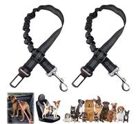 Seat Belt Leash For Car Dogs, 2pack Durability Retractable Adjustable Seatbelt Tether Harness, Heavy Duty & Elastic Vehicle Nylon Pet Safety Seat Belts For Medium Large Dogs Chewer