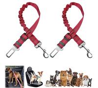 Seat Belt Leash For Car Dogs, 2pack Durability Retractable Adjustable Seatbelt Tether Harness, Heavy Duty & Elastic Vehicle Nylon Pet Safety Seat Belts For Medium Large Dogs Chewer