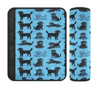 Seat Belt Pads, Soft Fleece 2 Pack, Black Labrador Dogs | Reduces Skin Chafing, Cotton Filled Pair, Machine Washable for Car Seat Belts
