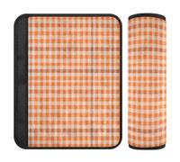 Seat Belt Pads, Soft Fleece 2 Pack, Peach Check | Prevents Skin Chafing, Cotton Filled Pair, Easy To Install And Remove for Backpack Shoulder Straps