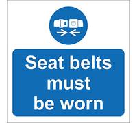 Seat Belts Must be Worn Safety Sign - Self Adhesive Sticker 100mm x 100mm