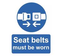 Seat Belts Must Be Worn Vehicle Health & Safety Sign Self Adhesive Gloss Decal Sticker A4 297mm x 210mm