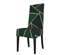 Seat Cover For Chair Green & Gold Pattern Dining Room Chair Covers Slipcovers Stretch Washable Chair Protector