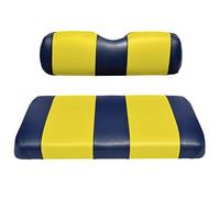 Seat Cover Replacement for EZGO RXV Golf Cart - Front Bench Seat - Premium Marine Vinyl - 5 Panel Stitching - Staple On Installation - Two-Tone Golf Cart Seat Covers (Blue & Yellow)