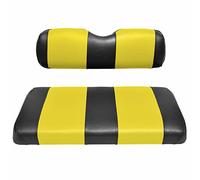 Seat Cover Replacement for EZGO RXV Golf Cart - Front Bench Seat - Premium Marine Vinyl - 5 Panel Stitching - Staple On Installation - Two-Tone Golf Cart Seat Covers (Black & Yellow)