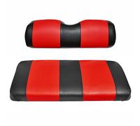 Seat Cover Replacement for EZGO TXT Golf Cart - Front Or Rear Bench Seat - Premium Marine Vinyl - 5 Panel Stitching - Staple On Installation - Two-Tone Golf Cart Seat Covers (Black & Red)