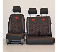 Seat Covers Black With Red Diamonds To Fit VW Volkswagen Transporter T5 T6 (T5)