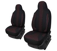 Seat Covers for Drivers and Passengers Compatible with Motorhome Pössl Weinsberg Knaus Adria Dethleffs Fendt Carthago Bürstner Eura Mobile Pilot Laika Kabe Chausson Hobby PL402 (Black/Red)