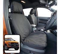 Seat Covers For Ford Ranger 2012+ Tailored Fit Heavy Duty Waterproof Black Van Seat Covers for Front Driver & Single Passenger Seat 600 Denier Polyester Machine Washable