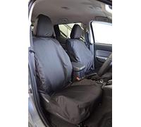 Seat Covers For Mitsubishi L200 2015+ Tailored Fit Heavy Duty Waterproof Black Van Seat Covers for Front Driver & Single Passenger Seat 600 Denier Polyester Machine Washable