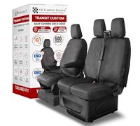 Seat Covers to fit the Ford Transit Custom 2013-2023 Waterproof, Heavy Duty, Seat Mounted Airbag Compatible, Durable, Easy to Fit - Tailored Driver & Double Passenger Seat Covers No Tray