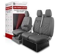 Seat Covers to fit the Ford Transit Custom 2013 to 2023 | Premium Tailored Leatherette Front Seat Covers, Waterproof, Foam Backed Cushioning, Double Bentley Stitch Design, With Pull Down Tray, SC1126