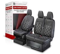 Seat Covers to fit the Ford Transit Custom 2013 to 2023 | Premium Tailored Leatherette Front Seat Covers, Waterproof, Foam Backed Cushioning, Double Bentley Stitch Design, With Pull Down Tray, SC237