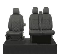 Seat Covers to fit the Ford Transit Custom 2013 to 2023 | Premium Tailored Leatherette Front Seat Covers, Waterproof, Foam Backed Cushioning, Double Bentley Stitch Design, No Pull Down Tray, SC889