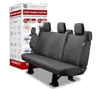 Seat Covers to fit the Ford Transit Custom 2013 to 2023 | Waterproof, Heavy Duty, Seat Mounted Airbag Compatible, Durable, Easy to Fit | Tailored Rear Bench Seat Cover | Black