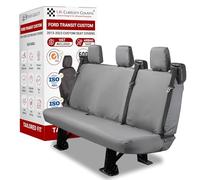 Seat Covers to fit the Ford Transit Custom 2013 to 2023 | Waterproof, Heavy Duty, Seat Mounted Airbag Compatible, Durable, Easy to Fit | Tailored Rear Bench Seat Cover | Grey