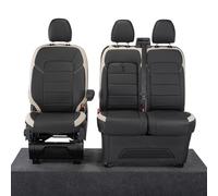 Seat Covers to fit the Ford Transit Custom 2023 Onwards | Premium Tailored Leatherette Front Seat Covers, Waterproof, Foam Backed Cushioning, Two Tone Block Stitch Design, Scratch Resistant SC1278