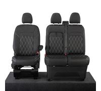 Seat Covers to fit the Ford Transit Custom 2023 Onwards | Premium Tailored Leatherette Front Seat Covers, Waterproof, Foam Backed Cushioning, Single Bentley Stitch Design, Scratch Resistant, SC1274