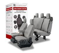 Seat Covers to fit the Ford Transit Custom 2023 Onwards | Waterproof, Heavy Duty, Seat Mounted Airbag Compatible, Durable, Easy to Fit | Tailored Single/Single and Rear Seat Cover Set Grey